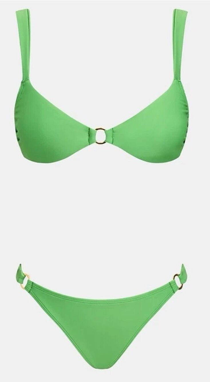 Cupshe x Jessie James Decker Bikini Set NWT Green Ring Detail Top L Bottom Med